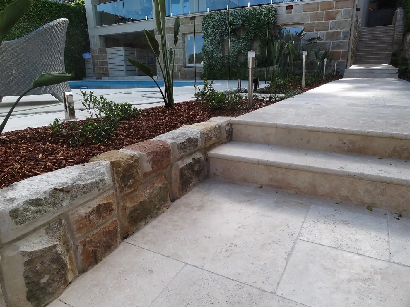 Stone Retainer for tiled path